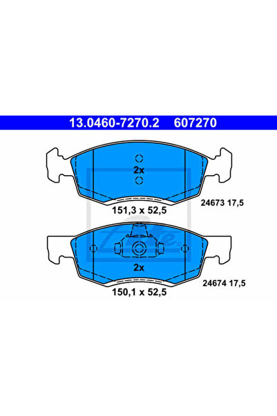Ate Σετ τακάκια φρένων, δισκόφρενο 13.0460-7270.2