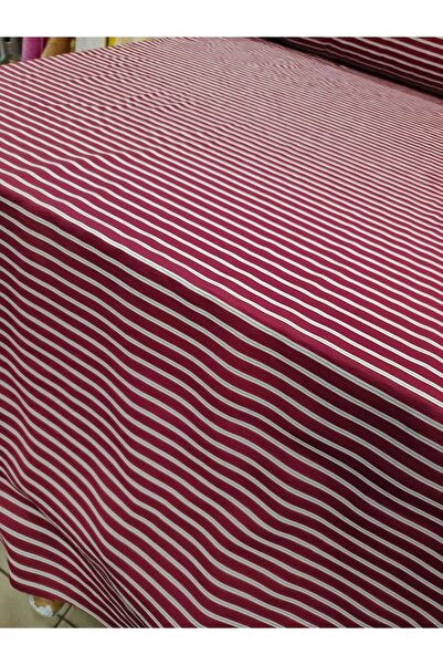 GrandTekstil 150 EN BORDO BEYAZ ÇİZGİLİ %87 VİSKON GÖMLEK -TUNİK YAPIMINA UYG...