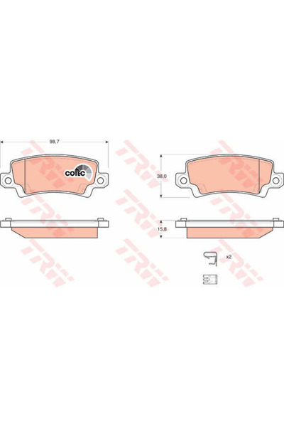 TRW Set de plăcuțe de frână, frână pe disc GDB3289