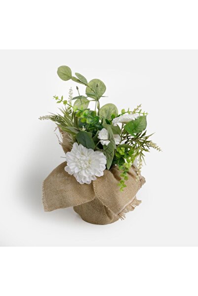 OEM Small Plant Pot with Jute & White Flowers Ø14x38cm