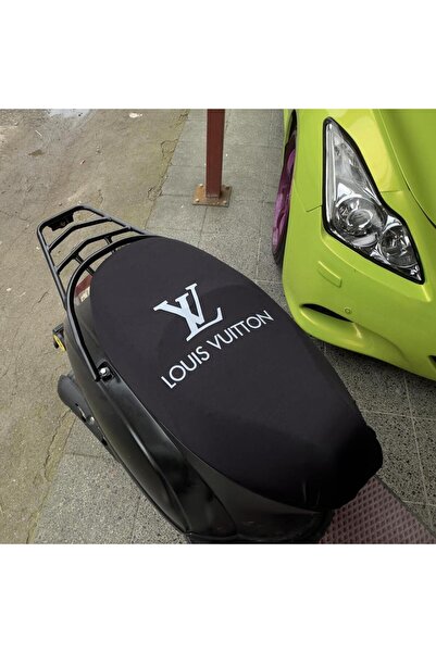 CEBECİOTO Black with White Top D Patterned Combed Cotton Motorcycle Cover - C...