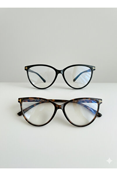 PİYESBOUTİQUE 2'li Leopar Siyah Cat Eye Kemik Şeffaf Kadın Erkek Unisex Mavi ...