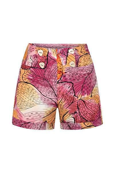 Mudo Çi̇çekli̇ Ke Linen Arişimli Mini Shorts