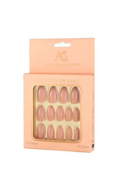 AMYTIS GARDEN Press On Nails 24PCS Peach Nude Reusable Fake Nails Salon Manicure