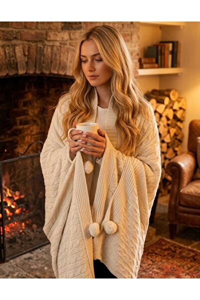 DAHABELLA LUXE HOME Knitted Knitwear Tv Blanket - Shoulder & Armchair Shawl, ...