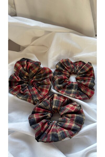 YOYYO 3-Pack Plaid Patterned Rubber Buckle - Winter Soft Flannel Scrunchie Ha...