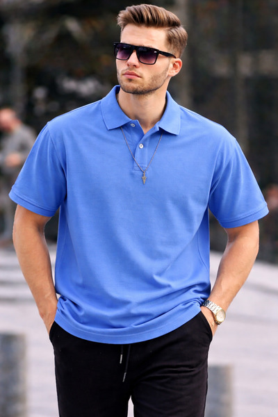 COMBİNE MİCHAİL Erkek Basic Relax A.Mavi Polo Yaka Tişört