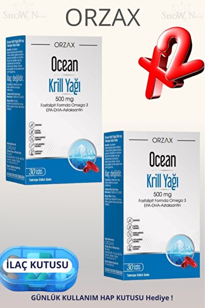 Ocean Krill Oil 500Mg (Astaxanthin-Epa-Dha) 30 Softgels 2 Pcs + Pill Box Gift