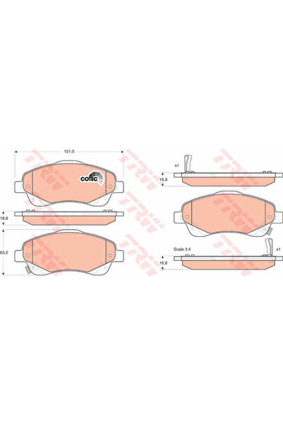 TRW Σετ τακάκια φρένων, δισκόφρενο GDB3336