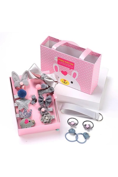 ALLYA MİNİ DRESS Hediye Çanta Kutulu Karışık 18’li Kız Çocuk Toka Seti