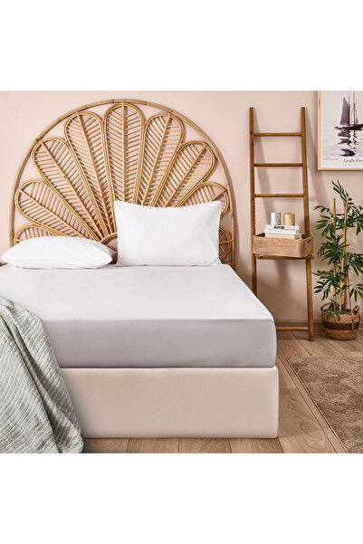 KUT FLY ملاءة سرير مزدوجة ناعمة بحافة مستقيمة - رمادي - 260x270 سم