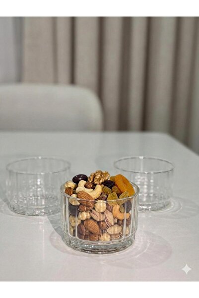 LAVORA 3-Piece Borosilicate Glass Bowl (6 cm Height, 9 cm Diameter)