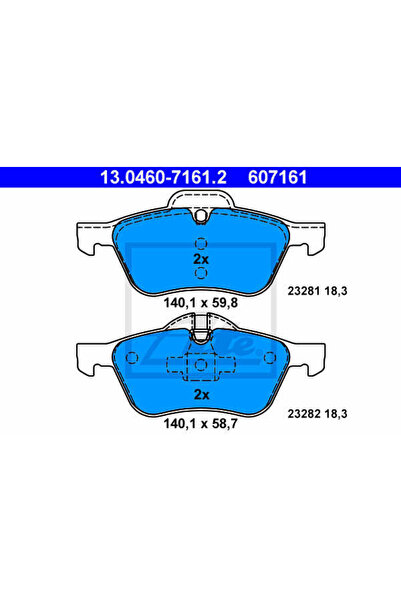 Ate Σετ τακάκια φρένων, δισκόφρενο 13.0460-7161.2