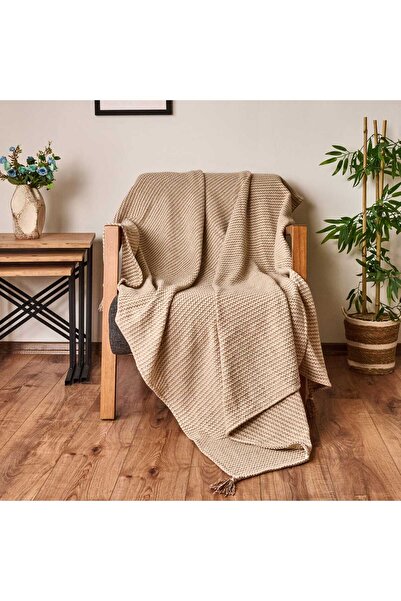 KUT FLY شال أريكة ناعم ولامع - بيج / بني - 130x170 سم