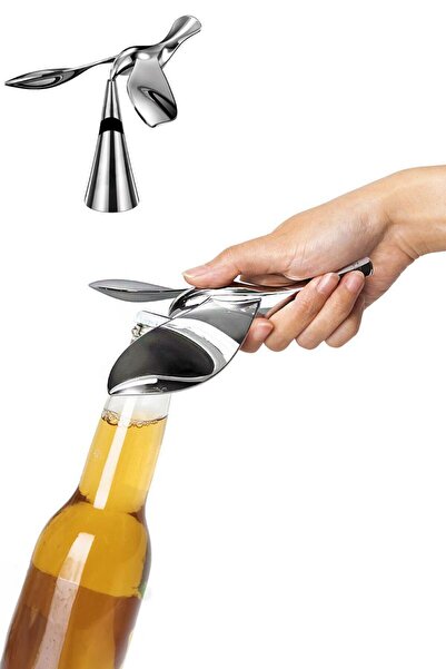 Saatistan Büyük Boy Gümüş Renk Uçan Kuş Şişe ve Bira Açacağı