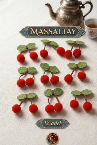 Massaltay Șosete roșii cu pompon și cireșe, bandă de păr, pachet de 12 – Orna...