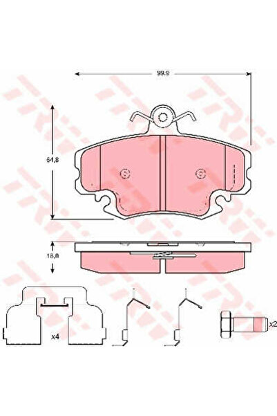TRW Σετ τακάκια φρένων, δισκόφρενο GDB1635