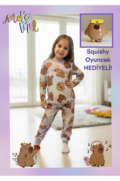 Melomel CAPYBARA PİJAMA TAKIMI PAMUK SİMLİ KUMAŞ