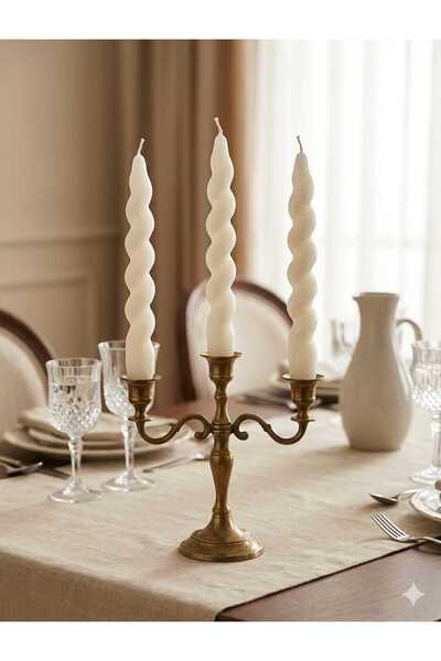 ABAS 3'lü İtalyan Burgu Şamdan Mumu Seti - 18 cm Kokulu Spiral Dekoratif Mum