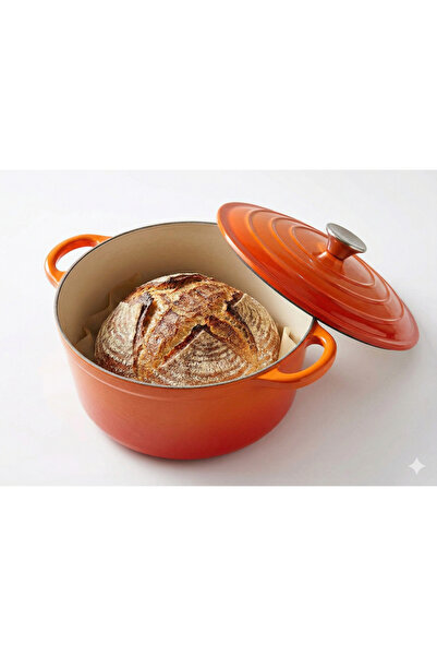 Global Oală din fontă emailată cu capac – 5L, portocaliu ideală pentru gătit ...
