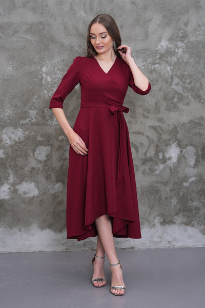 MAG FASHİON Plus Size Evening Dress Asymmetrical Cut Short in Front Long in B...