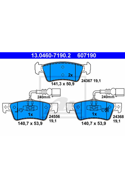 Ate Σετ τακάκια φρένων, δισκόφρενο 13.0460-7190.2