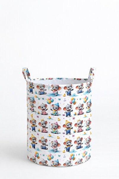 Paris Home 2Pcs Elephant Patterned Kids Toy Baskets – Folding Toy Storage Bas...