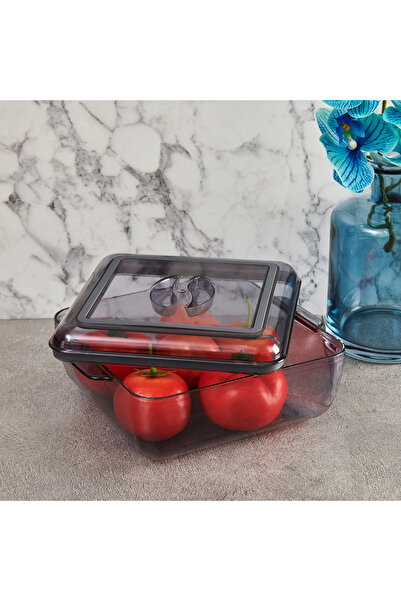 Furkan Square Storage Container That Can Be Put in the Microwave - Smoked - 2 Lt