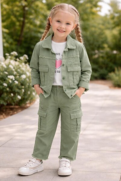 Universal Bayramlık Kız Çocuk Yeşil Kargo Alt - Üst Takım