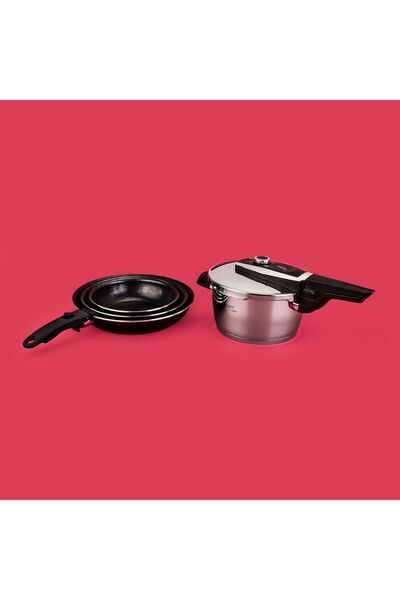 KUT FLY Whistling Steel Pot 6 Piece Granite All in One Pan Set - Grey / Black...