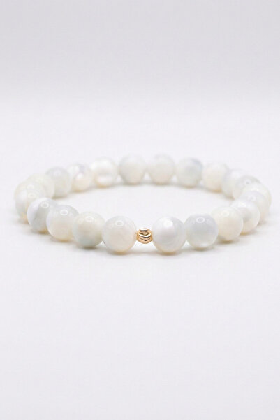 MMİF Natural Stone Bracelet, Source of Elegance and Calm, White, 8mm, Women's