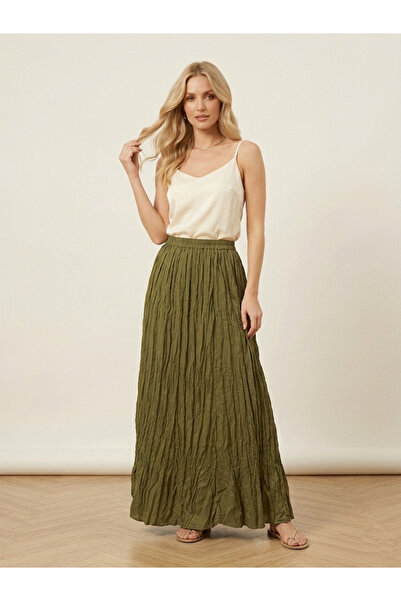 LOS VİLLİAN Kadın Kat kat Bürümcük Yeşil Renk Şık Etek