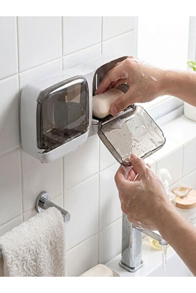 Özasya AVM Duvara Monte İkili Kapaklı Plastik Katı Sabunluk Organizer