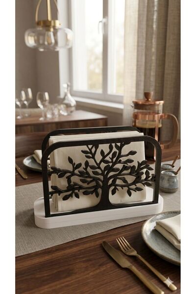 DigiArtisan3D Tree of Life Themed Decorative Napkin Holder - Black & White Modern Kitchen Organizer