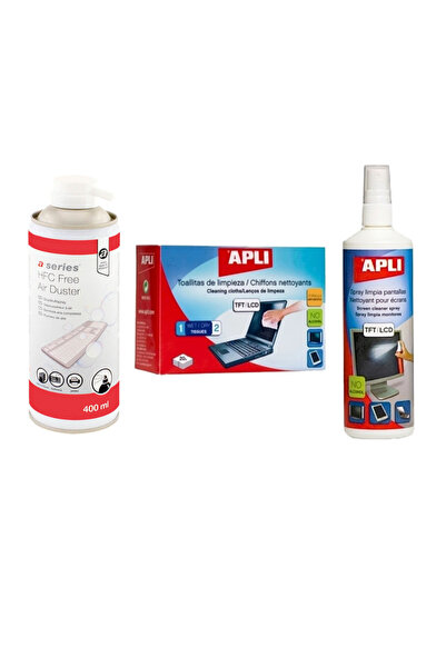 Aplı Kit complet curatare - Spray aer comprimat 400ml, Spray ecrane 250ml, Se...