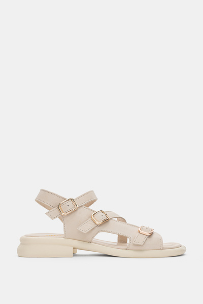 selin shoes Bloss 3-Piece Rubber Buckle Detailed Genuine Leather Women's Sand...