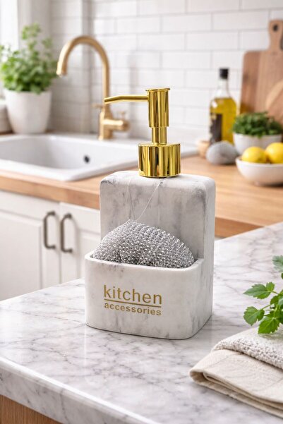 Janset Kitchen Liquid Soap Dispenser, Polyresin Detergent Dispenser with Spon...