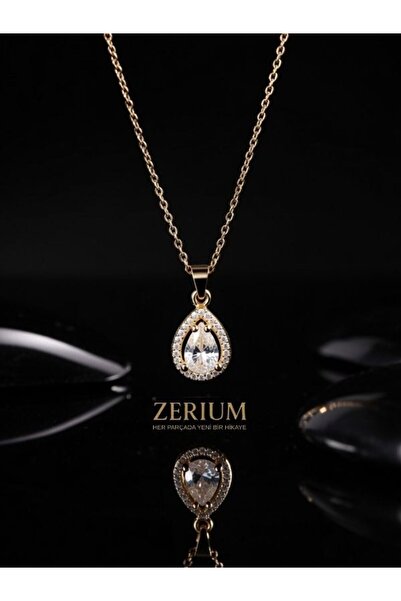 ZERİUM قلادة نسائية من الفولاذ من داملا مرصّع بالأحجار مزينة بالزركون الأبيض ...
