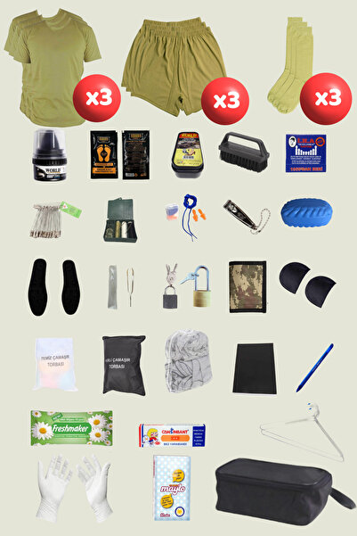 Outdoorun 3-Piece Military Set: Undershirt, Long Johns, and 27 Pieces of Acce...