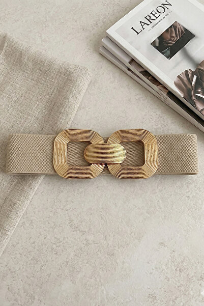 LAREON Еластичний широкий жіночий ремінь із золотою пряжкою | Підходить до су...