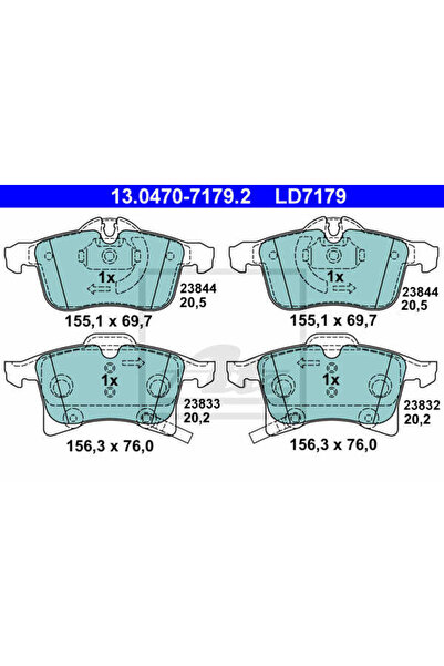 Ate Σετ τακάκια φρένων, δισκόφρενο 13.0470-7179.2