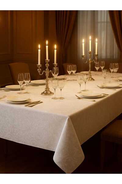 OEM White Tablecloth 100% Cotton, Teflon Coated, Waterproof 180×240 cm