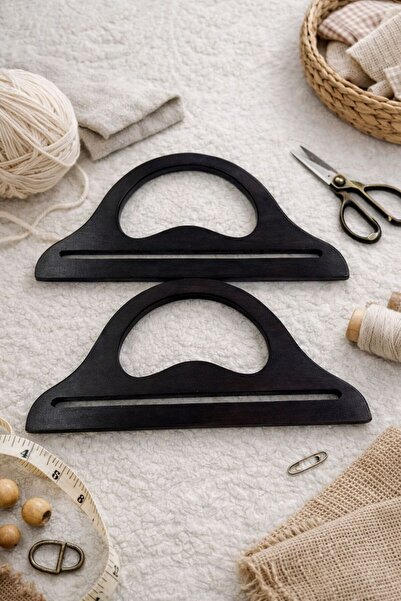 iğne izi Wooden Bag Handle 25X12 cm – Knitting, Macramé and Handmade Bag Handle