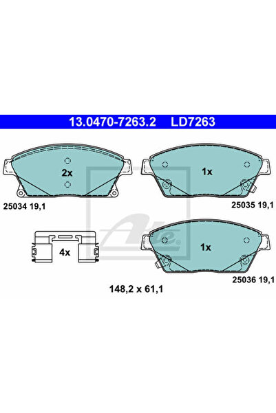 Ate Σετ τακάκια φρένων, δισκόφρενο 13.0470-7263.2 Chevrolet Cruze/Cruze Stati...