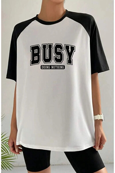 SUNFREE Mix Slogan Printed Raglan Sleeve Cotton in Oversized Sports Tshirt