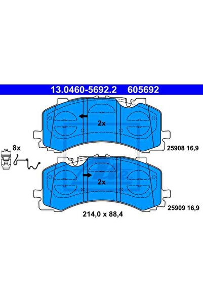 Ate Σετ τακάκια φρένων, δισκόφρενα 13.0460-5692.2 Audi A6 Allroad C8/A6 C8/A6...