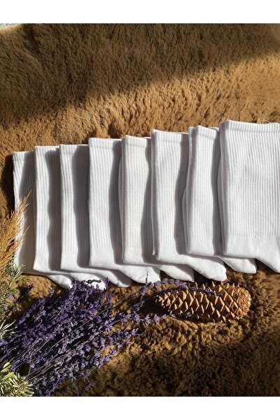 Stil 8’li Yetişkin,Çocuk Beyaz Uzun Soket Çorap – Pamuklu, Terletmeyen, Günlü...