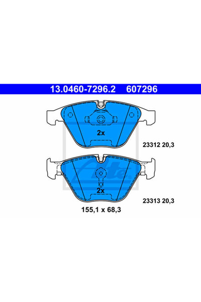 Ate Σετ τακάκια φρένων, δισκόφρενο 13.0460-7296.2