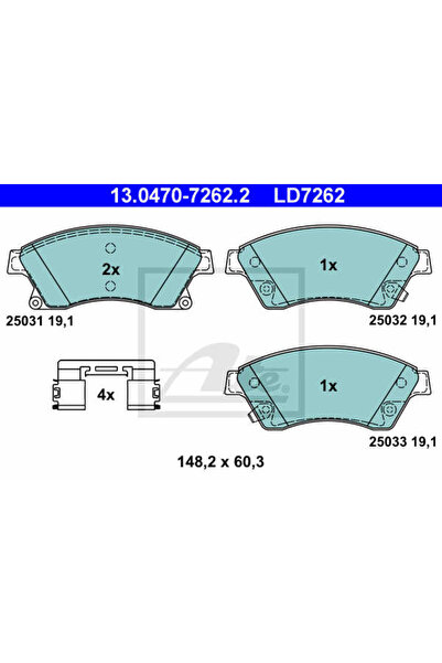 Ate Σετ τακάκια φρένων, δισκόφρενο 13.0470-7262.2