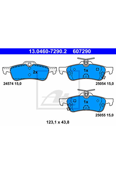 Ate Σετ τακάκια φρένων, δισκόφρενο 13.0460-7290.2